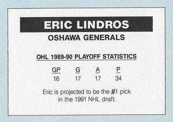 1991 Dark Blue Black Marbled Border (unlicensed) #NNO Eric Lindros Back