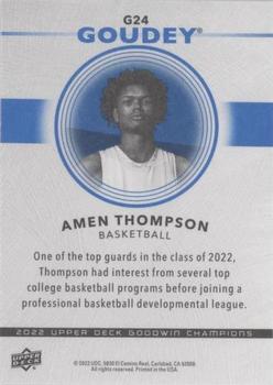 2022 Upper Deck Goodwin Champions - Goudey Royal Blue #G24 Amen Thompson Back