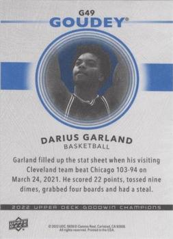 2022 Upper Deck Goodwin Champions - Goudey Royal Blue #G49 Darius Garland Back
