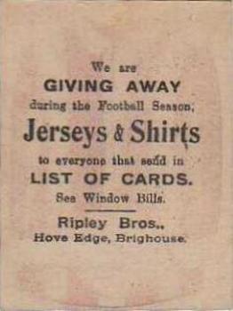 1923-24 Ripley Bros. Football Colours #27 Hull City Back
