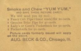 1893 Yum Yum Tobacco (N398) #NNO Foot Ball Back