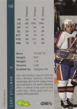 1992 Classic Four Sport - Gold #155 Cory Stillman Back