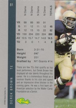 1992 Classic Four Sport - Gold #81 Derek Brown Back