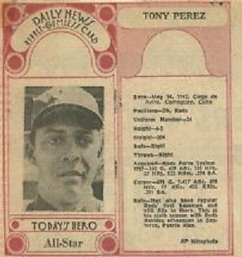 1970-71 Dayton Daily News (M137) #11 Tony Perez Front