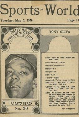 1970-71 Dayton Daily News (M137) #30 Tony Oliva Front