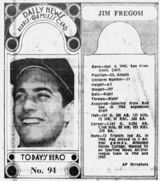 1970-71 Dayton Daily News (M137) #94 Jim Fregosi Front