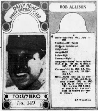 1970-71 Dayton Daily News (M137) #149 Bob Allison Front