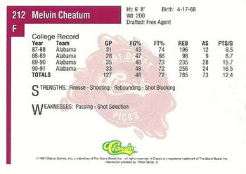 1991 Classic Four Sport #212 Melvin Cheatum Back