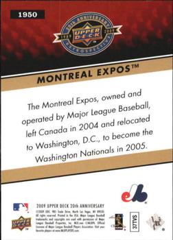 2009 Upper Deck 20th Anniversary #1950 Montreal Expos Back