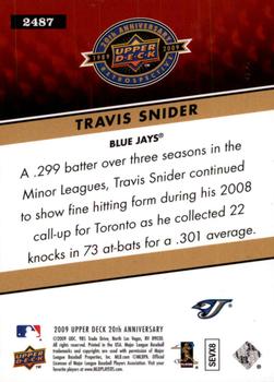 2009 Upper Deck 20th Anniversary #2487 Travis Snider Back