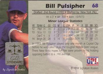 1994 Signature Rookies Gold Standard #68 Bill Pulsipher Back