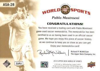 2010 Upper Deck World of Sports - All-Sport Apparel Memorabilia #ASA-28 Pablo Mastroeni Back