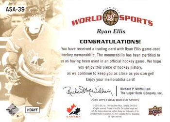 2010 Upper Deck World of Sports - All-Sport Apparel Memorabilia #ASA-39 Ryan Ellis Back