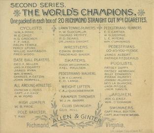 1888 Allen & Ginter World's Champions (N43) #NNO Patsey Kerrigan Back