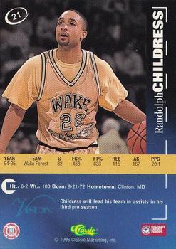 1996 Classic Visions #21 Randolph Childress Back