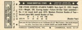 1975 Nabisco Sugar Daddy #14 Tom Lysiak Back