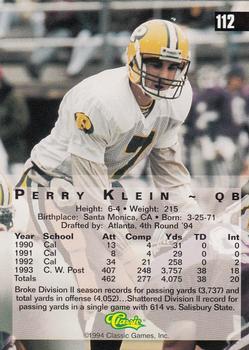1994 Classic Four Sport - Printer's Proofs #112 Perry Klein Back
