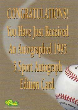 1995 Classic Five Sport - Autographs Numbered #NNO Doug Million Back