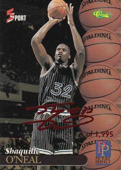 1995-96 Classic Five Sport Signings - Red Signature #S99 Shaquille O'Neal Front
