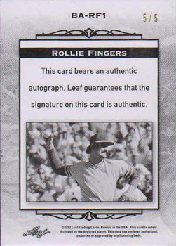 2012 Leaf National Convention - Autographs #BA-RF1 Rollie Fingers Back