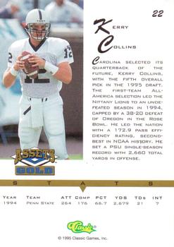 1995 Classic Assets Gold - Printer's Proofs #22 Kerry Collins Back