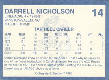 1990-91 Collegiate Collection North Carolina Tar Heels #14 Darrell Nicholson Back