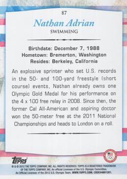 2012 Topps U.S. Olympic Team & Hopefuls - Gold #87 Nathan Adrian Back