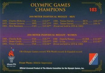 1996 Collect-A-Card Centennial Olympic Games Collection #103 200-Meter Ind. Medley - Men & Women Back