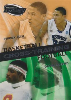 2009 Press Pass Fusion - Cross Training #CT-3 Derrick Rose / Deion Sanders Front