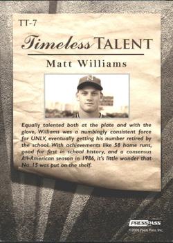 2009 Press Pass Fusion - Timeless Talent #TT-7 Matt Williams Back