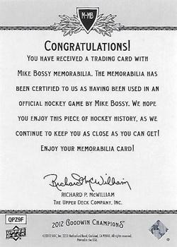 2012 Upper Deck Goodwin Champions - Memorabilia #M-MB Mike Bossy Back