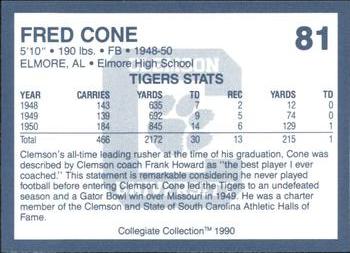 1990 Collegiate Collection Clemson Tigers #81 Fred Cone Back