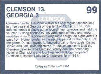 1990 Collegiate Collection Clemson Tigers #99 Clemson vs. Georgia Back
