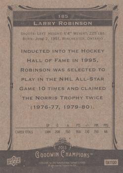 2013 Upper Deck Goodwin Champions #185 Larry Robinson Back