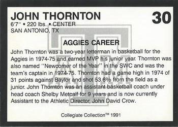 1991 Collegiate Collection Texas A&M Aggies #30 John Thornton Back