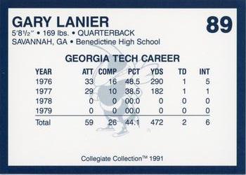 1991 Collegiate Collection Georgia Tech Yellow Jackets #89 Gary Lanier Back