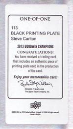 2013 Upper Deck Goodwin Champions - Mini Printing Plates Black #113 Steve Carlton Back