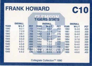 1990 Collegiate Collection Clemson Tigers - Promos #C10 Frank Howard Back