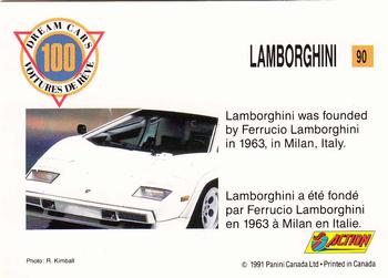 1991 Panini Dream Cars #90 Lamborghini Back