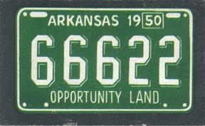 1950 Topps License Plates (R714-12) #48 Arkansas Front