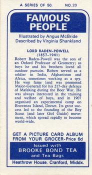1969 Brooke Bond Famous People #20 Lord Baden-Powell Back