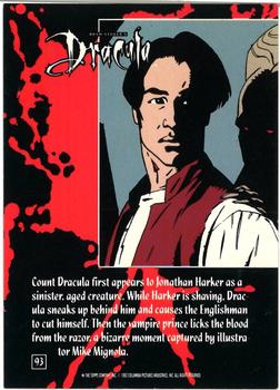1992 Topps Bram Stoker's Dracula #93 Count Dracula first appears Back