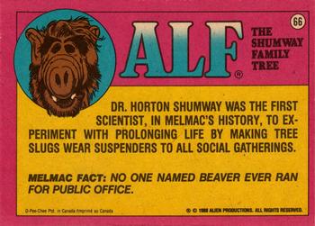 1988 O-Pee-Chee Alf #66 We'll throw Alf a surprise party! Better yet, let's just throw Alf! Back