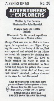 1973 Brooke Bond Adventurers and Explorers #20 Mungo Park Back