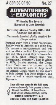 1973 Brooke Bond Adventurers and Explorers #27 Henry Morton Stanley Back