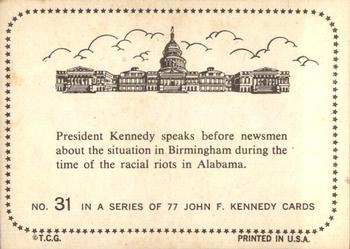 1964 Topps John F. Kennedy #31 Pres. Kennedy speaks About Birmingham Back
