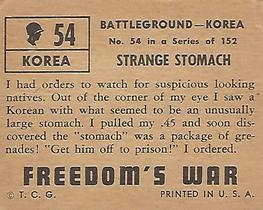 1950 Topps Freedom's War (R709-2) #54 Strange Stomach Back
