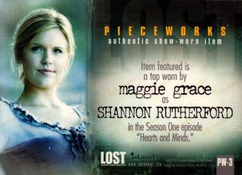 2005 Inkworks Lost Season One - Pieceworks #PW-3 Top worn by Maggie Grace as Shannon Rutherford Back
