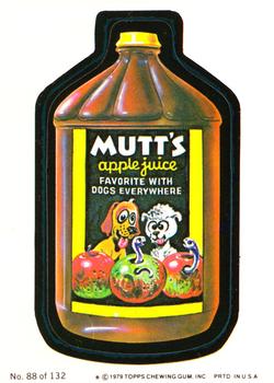 1979 Topps Wacky Packages (2nd Series Rerun) #88 Mutt's Apple Juice Front