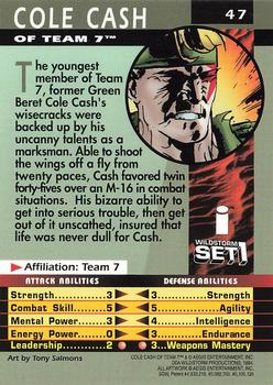 1994 WildStorm Set I #47 Cole Cash of Team 7 Back